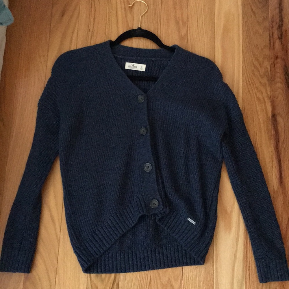 Navy button down sweater